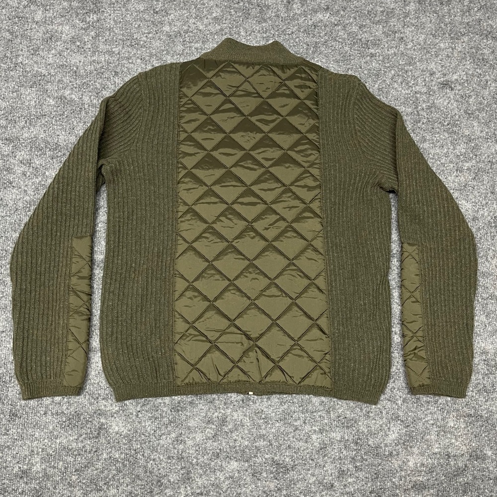 NEW Barbour Jacket Women Size 18 Olive Green Sporting Wool Knit Quilted Full Zip - Picture 10 of 13